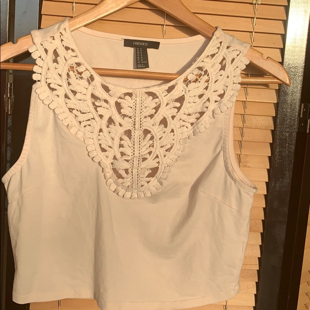 Baby pink laced crop top